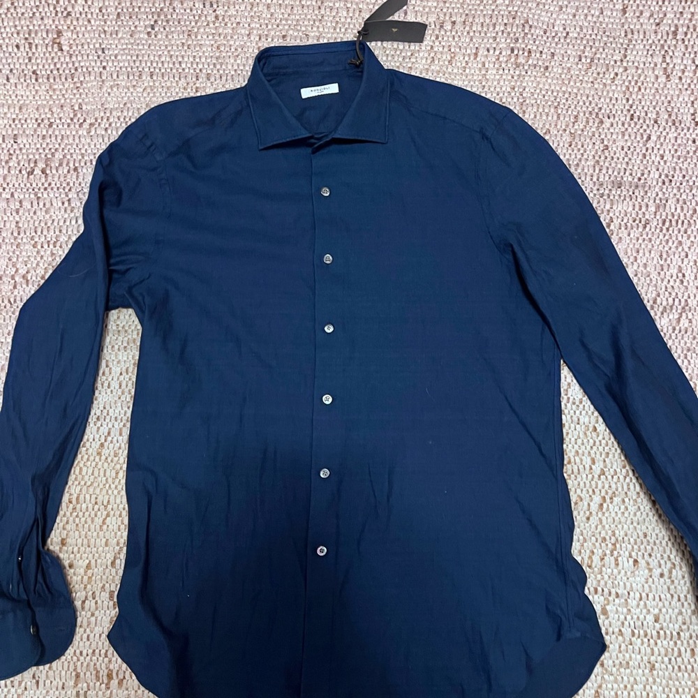 BOGLIOLI NWT Men’s Button Front Shirt Dark blue Navy